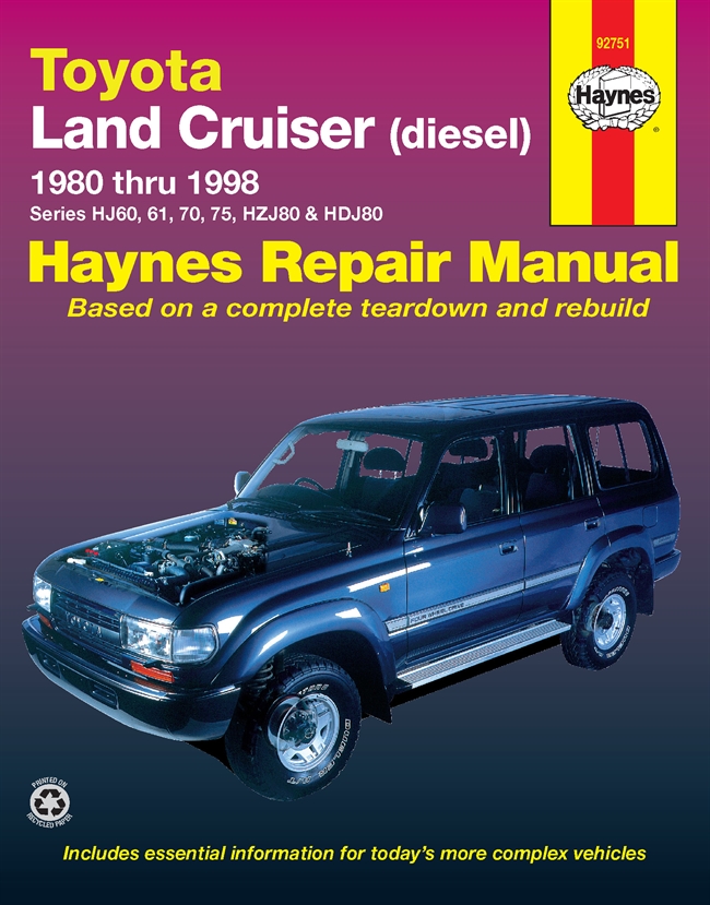 Haynes Manual - Toyota Landcruiser manual (diesel) HJ60, 61, 70, 75, HZJ80 & HDJ80
